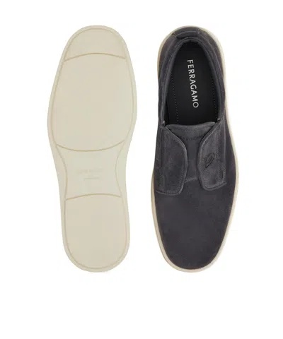 Ferragamo Navy Blue Laceless Sneakers