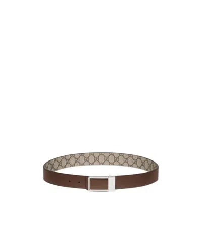 Gucci Gg Reversible Belt With Rectangular Buckle