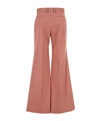 Chloé Dark Pink Cotton Flared Leg Pant In Brown