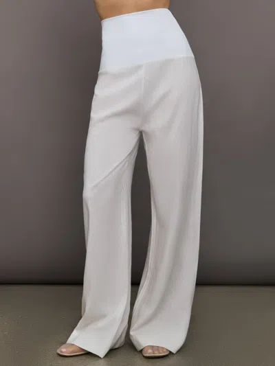 Carbon38 Linen And Melt Wide Leg Pant In White