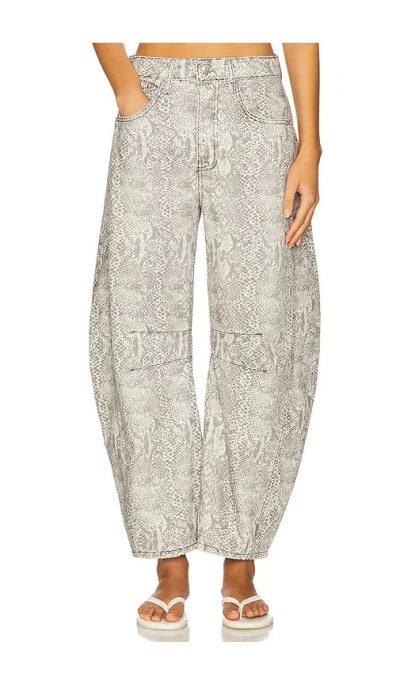 Free People Good Luck Printed Barrel Jeans Snake Combo In Animal Print