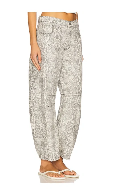 Free People Good Luck Printed Barrel Jeans Snake Combo In Animal Print