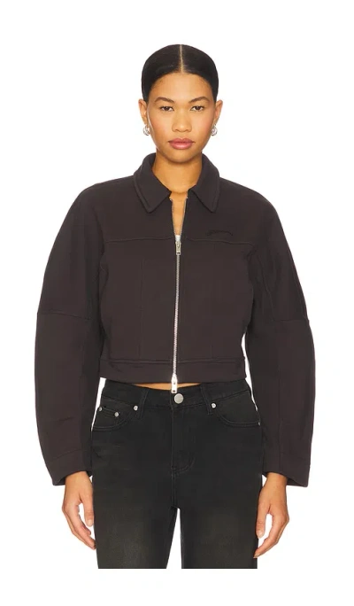 Ganni Collared Neck Panel Detailing Bomber Jacket In Black