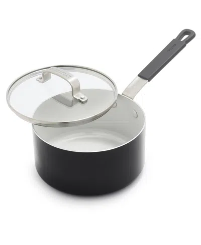 Greenpan X Bobby Flay Professional Grade Ceramic Nonstick 2.53-quart Saucepan With Lid In Black