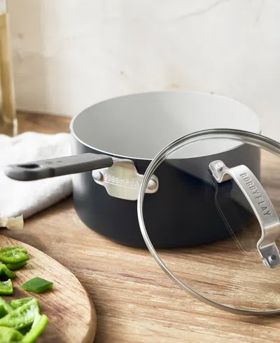 Greenpan X Bobby Flay Professional Grade Ceramic Nonstick 2.53-quart Saucepan With Lid In Black