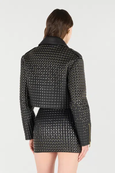 Roberto Cavalli Cropped Jacket With 3d Quilting Effect In Black