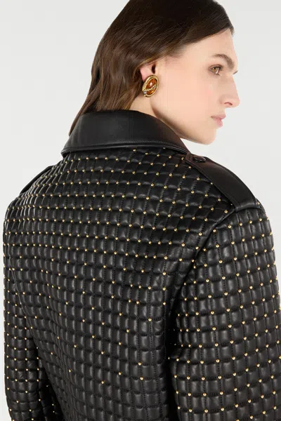 Roberto Cavalli Cropped Jacket With 3d Quilting Effect In Black