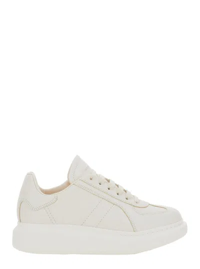 Alexander Mcqueen White Sneakers With Logo Patch On The Tongue And Embossed Logo On The Heel In Leather Woman In White