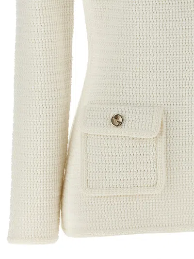 Gucci Crochet Button Cardigan In White