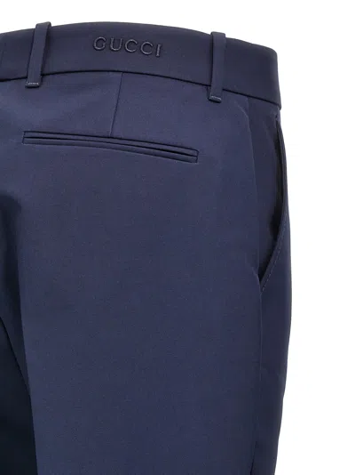 Gucci Pantalone In Cotone Blu Navy Donna In Blue