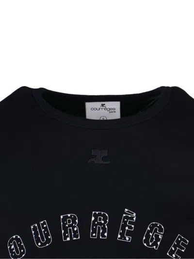 Courrèges Crew Neck Fitted Silhouette Short Sleeves In Black