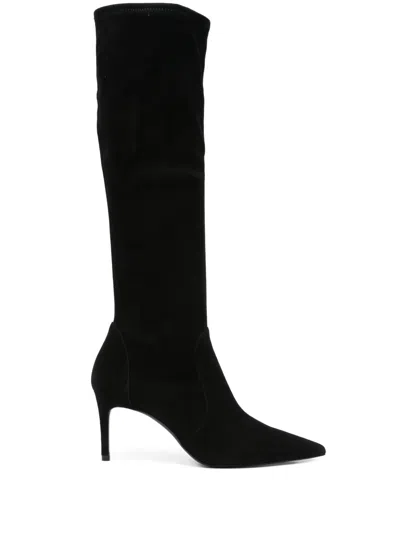 Stuart Weitzman Stuart 85 Knee High Pointed Toe Zip Boot In Black
