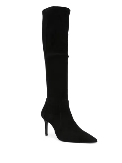 Stuart Weitzman Stuart 85 Knee High Pointed Toe Zip Boot In Black