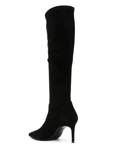 Stuart Weitzman Stuart 85 Knee High Pointed Toe Zip Boot In Black