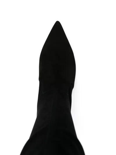 Stuart Weitzman Stuart 85 Knee High Pointed Toe Zip Boot In Black