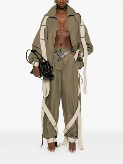 Attico String-detail Bomber Jacket - Women's - Cotton/polyamide In Green