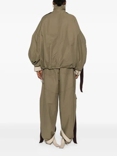 Attico String-detail Bomber Jacket - Women's - Cotton/polyamide In Green