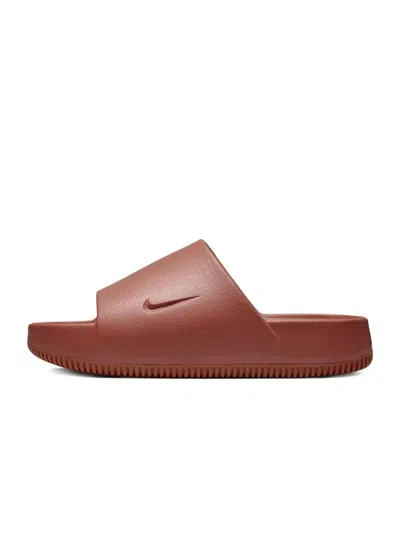 Nike Red Calm Slides In Brown