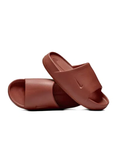 Nike Red Calm Slides In Brown