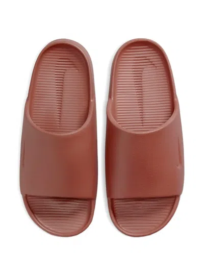 Nike Red Calm Slides In Brown