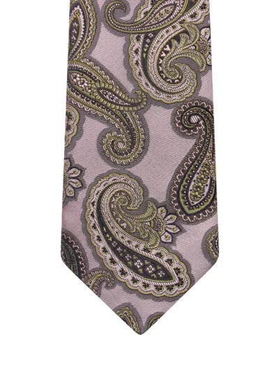 Etro Paisley Silk Jacquard Tie In Brown