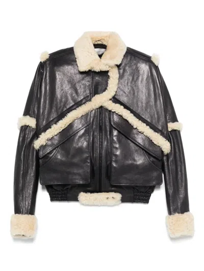Magda Butrym Leather Jacket With Unique Fur Insert