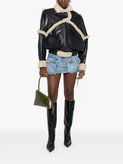 Magda Butrym Leather Jacket With Unique Fur Insert
