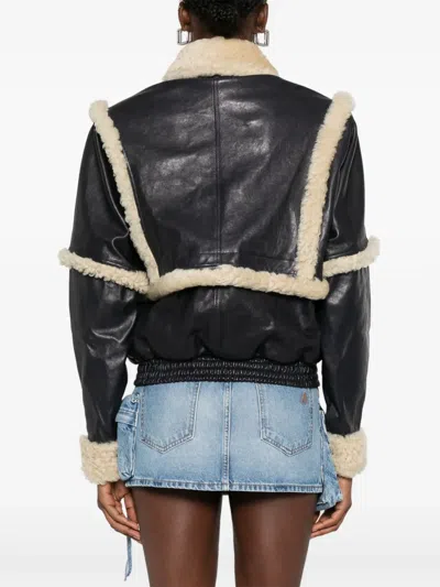 Magda Butrym Leather Jacket With Unique Fur Insert