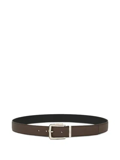Ferragamo Two-tone Reversible Belt With Tortoiseshell Resin Edge Buckle In Black
