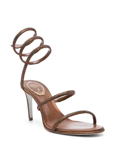 René Caovilla Womens Cleo Ii 105 Crystal-embellished Leather Heeled Sandals Brow In Brown