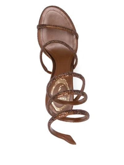 René Caovilla Womens Cleo Ii 105 Crystal-embellished Leather Heeled Sandals Brow In Brown