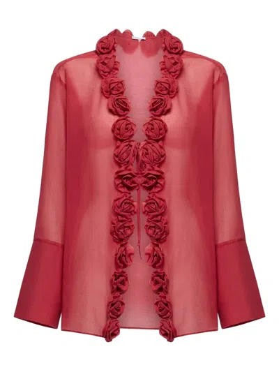 玫瑰缀饰半透明罩衫