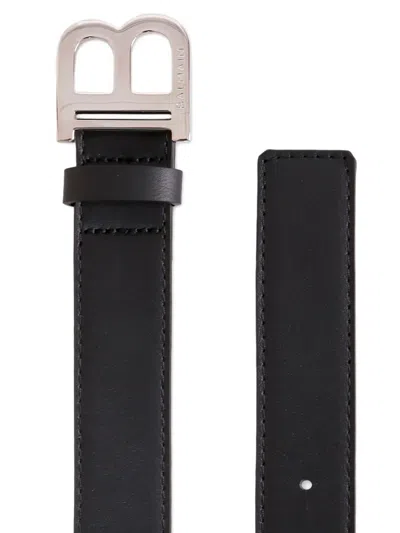 Balmain Logo Plaque Leather Belt In Black