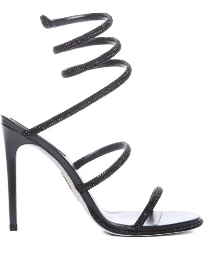 René Caovilla 105mm Rhinestone-embellished Sandals In Black