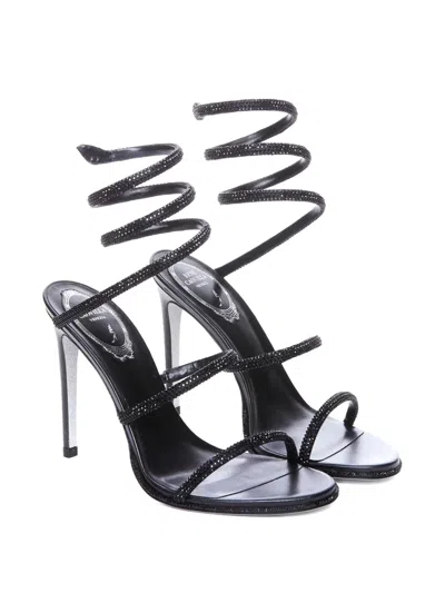 René Caovilla 105mm Rhinestone-embellished Sandals In Black