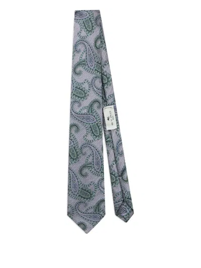 Etro Paisley-pattern Silk Tie In Green
