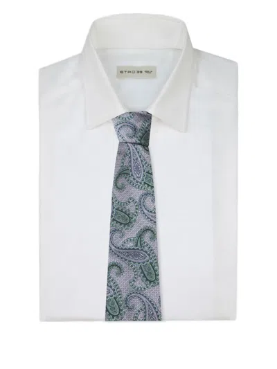 Etro Paisley-pattern Silk Tie In Green