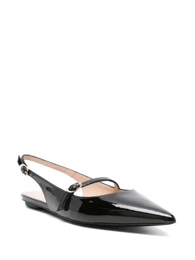 Stuart Weitzman Emilia Patent Mary Jane Slingback Ballerina Flats In Black