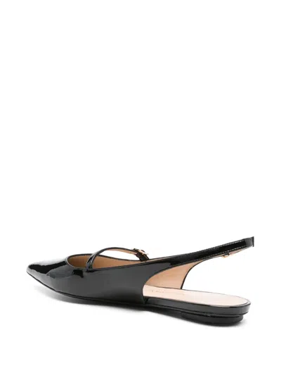 Stuart Weitzman Emilia Patent Mary Jane Slingback Ballerina Flats In Black