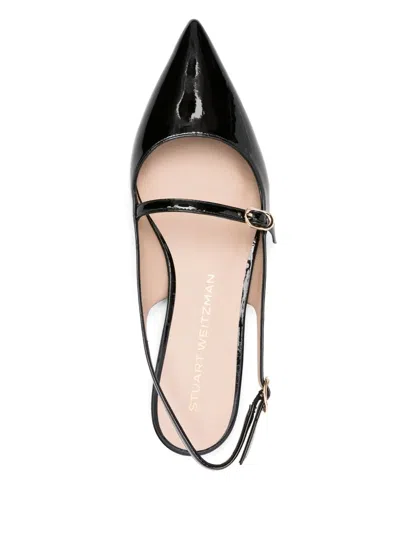 Stuart Weitzman Emilia Patent Mary Jane Slingback Ballerina Flats In Black