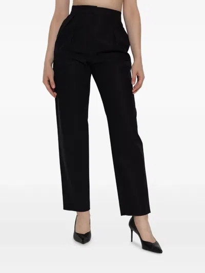 Max Mara Carrot Cotton Pants In Black