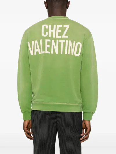 Valentino Cotton S Graphic Print Sweater In Green