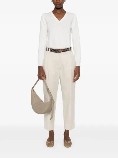 Brunello Cucinelli Trousers With Belt Loops And Side Pockets In White