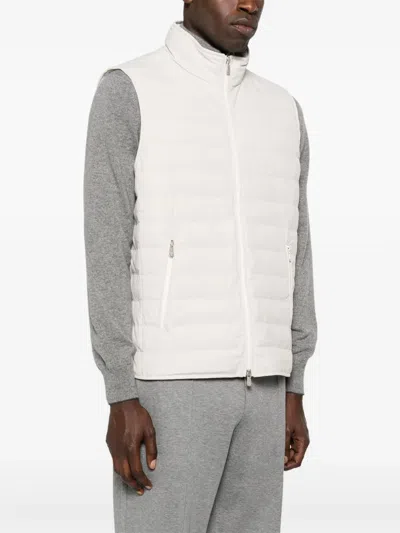Brunello Cucinelli Men Nylon Down Jacket In White