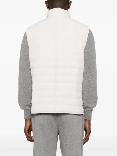 Brunello Cucinelli Men Nylon Down Jacket In White