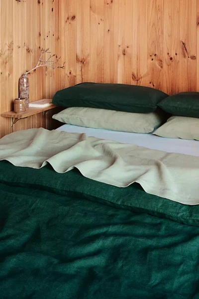 Bed Threads French Flax Linen Bedding Set In Forest/sage/coast At Urban Outfitters In Green