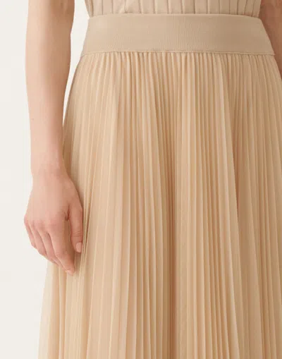 Fabiana Filippi Pleated Tulle Skirt With Knitted Waistband In Neutral