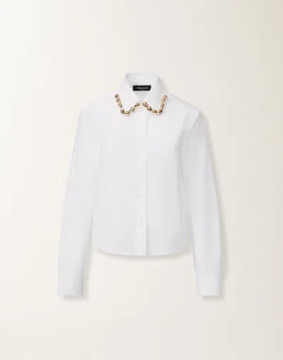 Fabiana Filippi Embellished Collar Long Sleeves Shirt In White