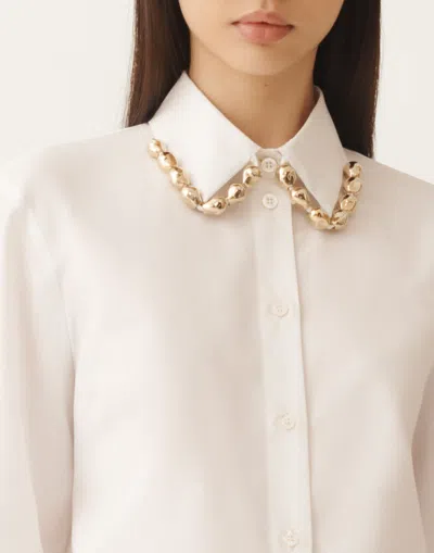 Fabiana Filippi Embellished Collar Long Sleeves Shirt In White