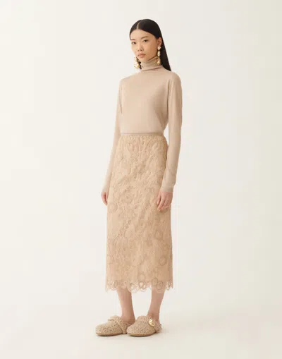 Fabiana Filippi Macramé Lace Midi Skirt In Brown